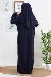 Çantalı Namaz Elbisesi Lacivert