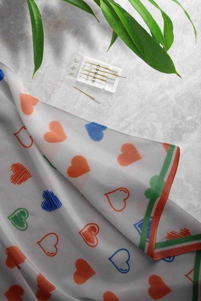 Kalpli Desenli Eşarp Orange