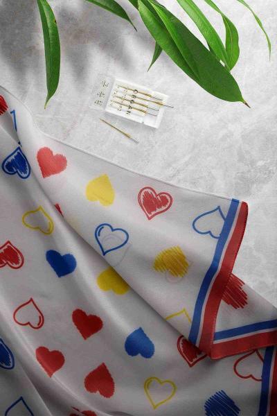 Kalpli Desenli Eşarp Kırmızı