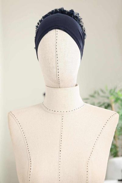 Fırfırlı Dantel Bone Lacivert