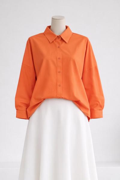 Boyfrend Poplin Gömlek Orange