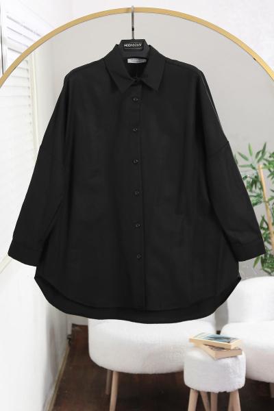 Boyfrend Poplin Gömlek Siyah