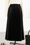 Elisa Beli Lastikli Pliseli Etek Siyah
