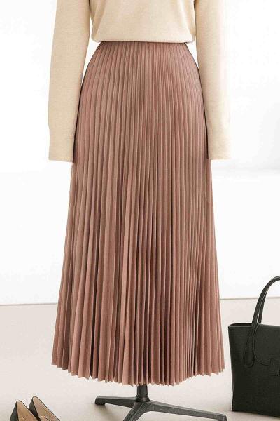 Elisa Beli Lastikli Pliseli Etek Vizon