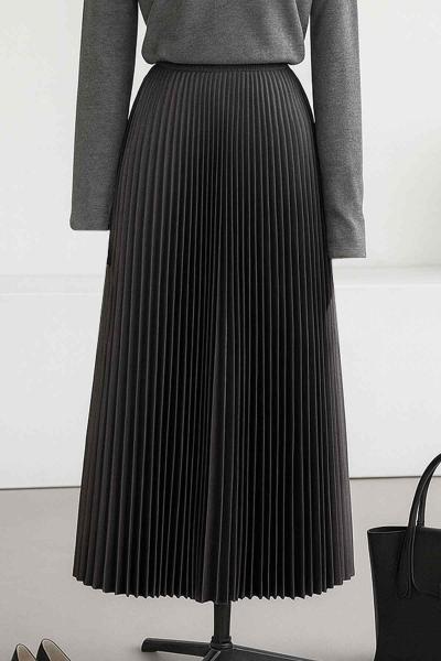 Elisa Beli Lastikli Pliseli Etek Antrasit