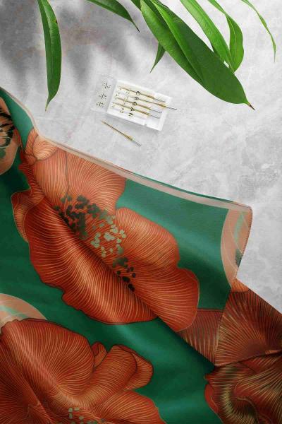 İnci Desenli Şal Benetton Turuncu