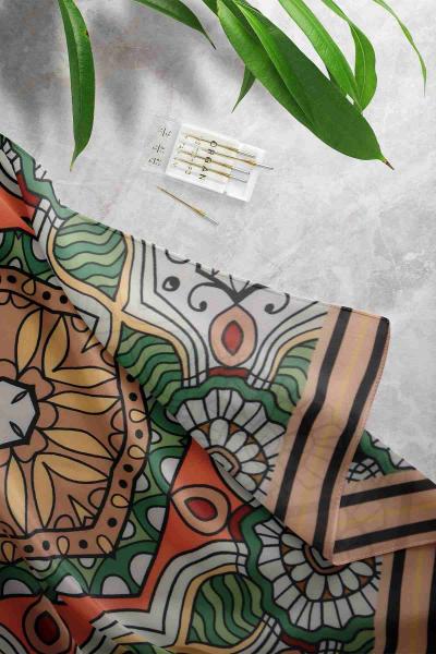 Belen Desenli Eşarp Somon