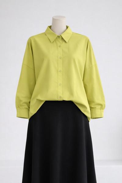 Boyfrend Poplin Gömlek Yağ Yeşili