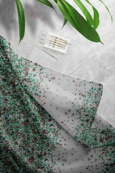 Mini Çiçek Desenli Eşarp Yeşil