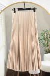 Elisa Beli Lastikli Pliseli Etek Bej