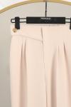 Yanı Bantlı Tek Düğmeli Pantolon Bej