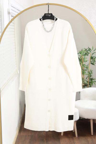 Pike Örgü Uzun Hırka Kemik