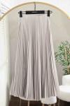 Elisa Beli Lastikli Pliseli Etek Açık Gri