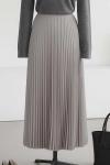 Elisa Beli Lastikli Pliseli Etek Açık Gri