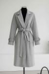 Kolları Bantlı Kuşaklı Kaşe Kaban Gri