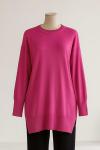 Bisiklet Yaka Salaş Triko Tunik Fuşya