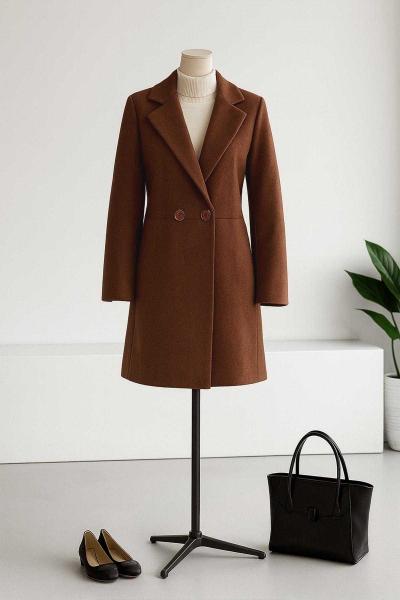 Çift Düğmeli Erkek Yaka 24 Kaşe Kaban Kahve