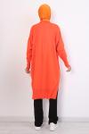 Bisiklet Yaka Salaş Triko Tunik Orange