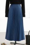 Elisa Beli Lastikli Pliseli Etek İndigo