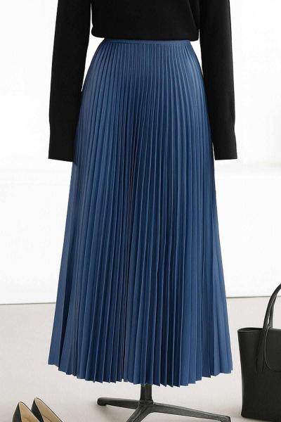 Elisa Beli Lastikli Pliseli Etek İndigo
