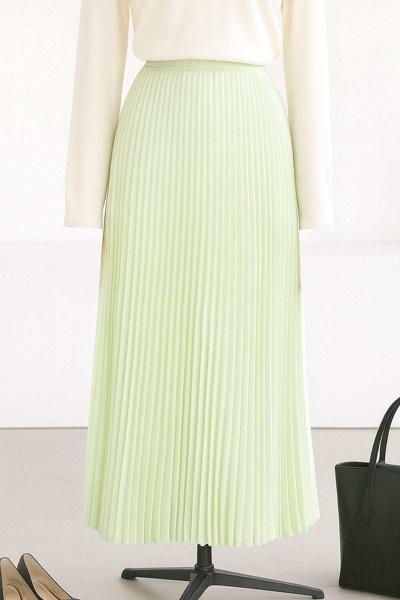 Elisa Beli Lastikli Pliseli Etek Su Yeşili