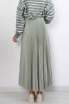 Elisa Beli Lastikli Pliseli Etek Su Yeşili