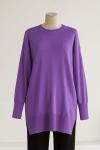 Bisiklet Yaka Salaş Triko Tunik Koyu Lila
