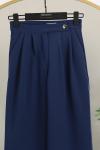 Tek Düğmeli Palazzo Pantolon İndigo