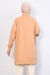 Soul Sıfır Yaka 24 Armalı Lüks Penye İki İplik Tunik Camel