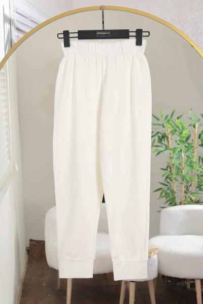 Soul 24 Beli Lastikliı Lüks Penye İki İplik Pantolon Ekru