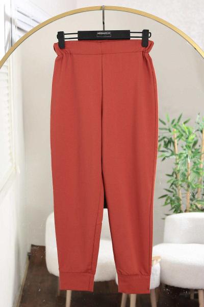 Soul 24 Beli Lastikliı Lüks Penye İki İplik Pantolon Kiremit