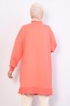 Soul Sıfır Yaka 24 Armalı Lüks Penye İki İplik Tunik Coral