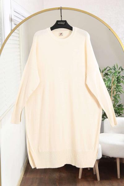 Bisiklet Yaka Salaş Triko Tunik Taş