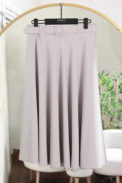 Mevlana Kemerli Dabıl Etek Gri