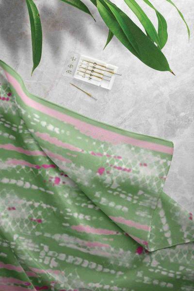 New Mars Desenli Şal Açık Yeşil