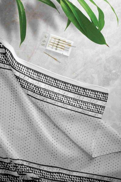 Küçük Kareli Noktalı Desenli Şal Beyaz