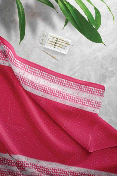 Küçük Kareli Noktalı Desenli Şal Fuşya