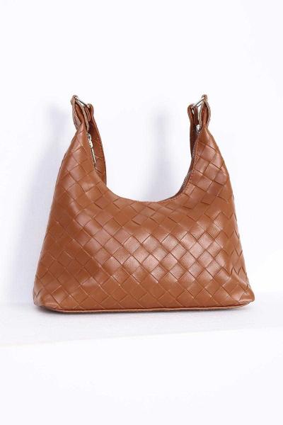 Damalı Baget Çanta Taba