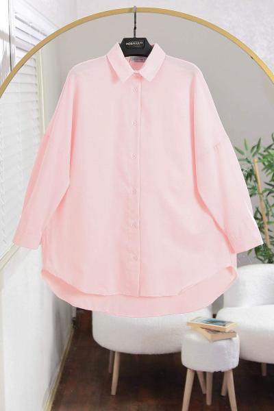 Boyfrend Poplin Gömlek Açık Pembe