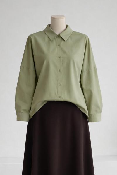 Boyfrend Poplin Gömlek Yeşil