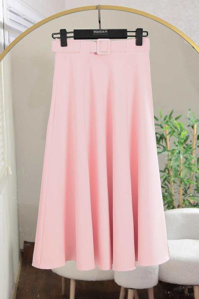 Mevlana Kemerli Dabıl Etek Açık Pembe