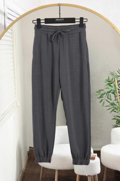 Beli Paçası Lastikli Modal Pantolon Antrasit