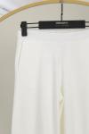 Çift Cepli Bol Paça Çelik Pantolon Beyaz