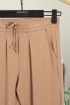 Beli Lastikli Duble Paça Çelik Pantolon Camel
