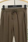 Beli Lastikli Duble Paça Çelik Pantolon Haki