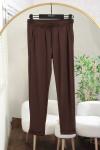 Beli Lastikli Duble Paça Çelik Pantolon Kahve