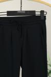 Beli Lastikli Duble Paça Çelik Pantolon Siyah