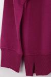 Sıfır Yaka Basıc  Yırtmaçlı İki İplik Sweat Fuşya