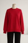 Sıfır Yaka Basıc  Yırtmaçlı İki İplik Sweat Kırmızı