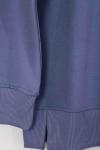 Sıfır Yaka Basıc  Yırtmaçlı İki İplik Sweat İndigo